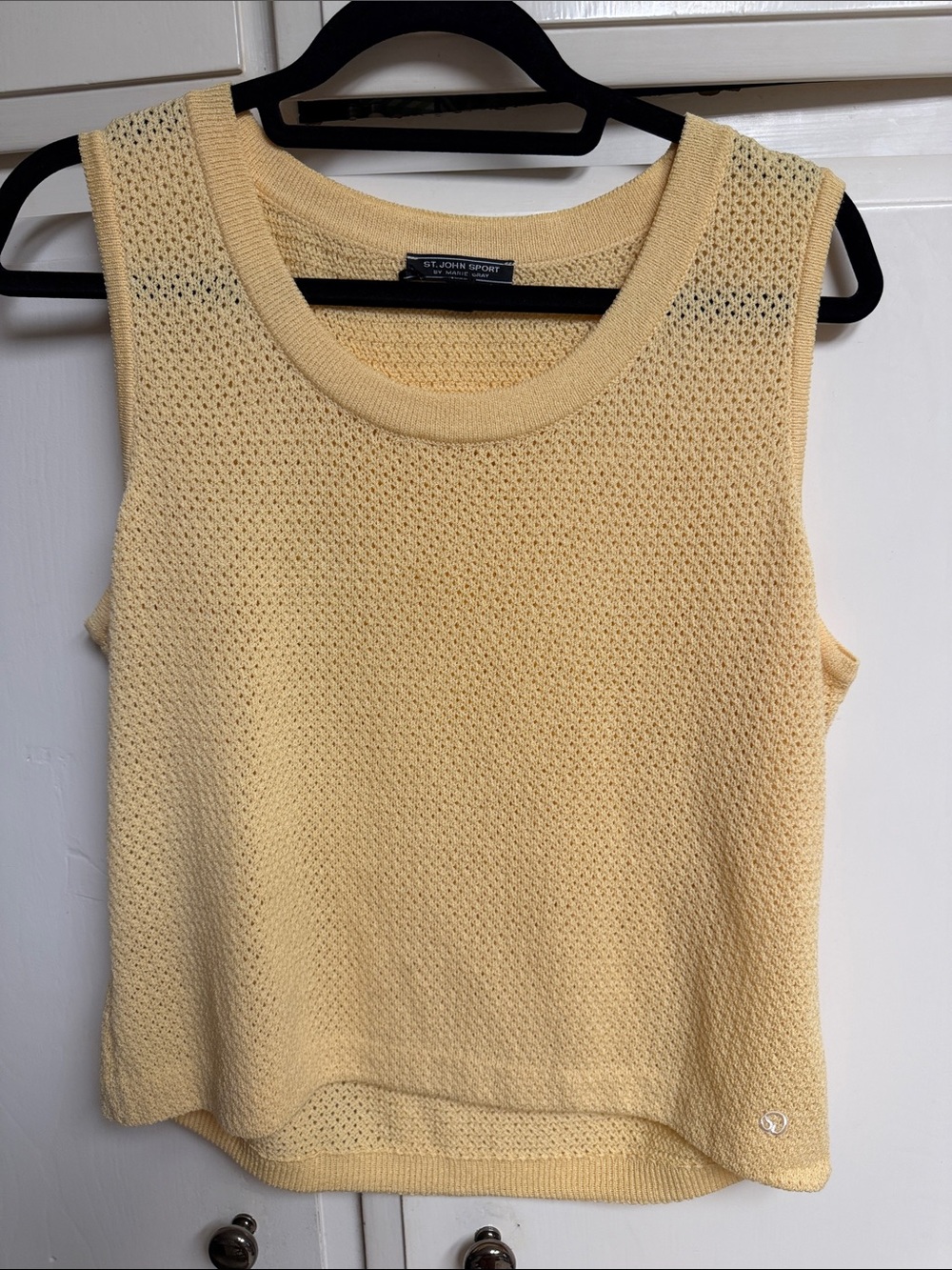 St. John Sport by Marie Gray Pale Yellow Open-Knit Tank